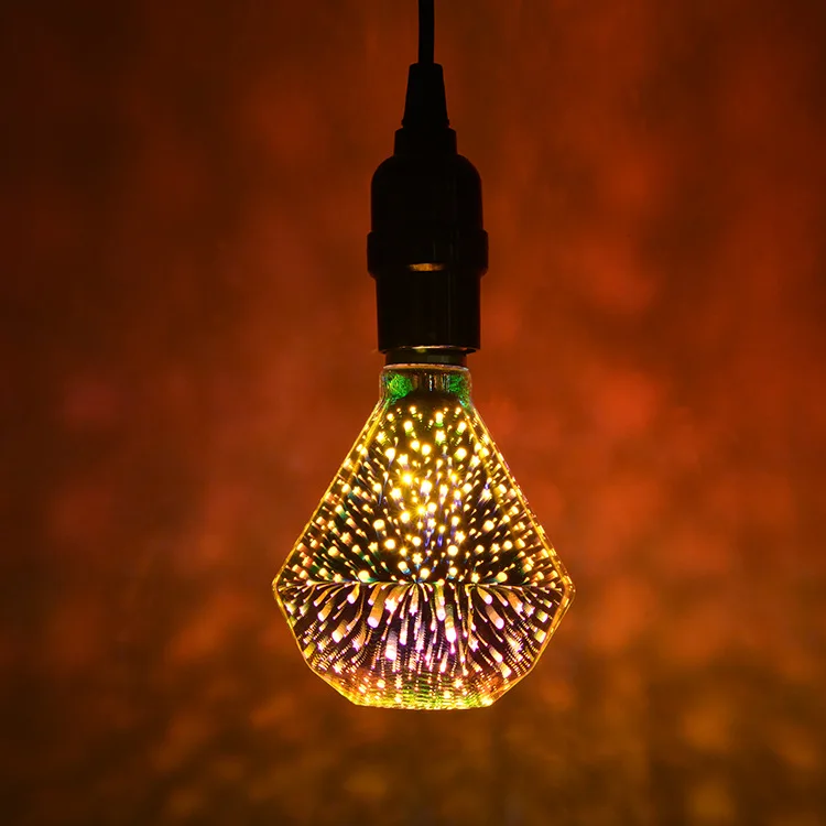 

5W E27 Room Decoration Accessories Christmas Hanging Lights Vintage Edison Holiday Diamond 3D Merry Christmas Led Filament Bulb