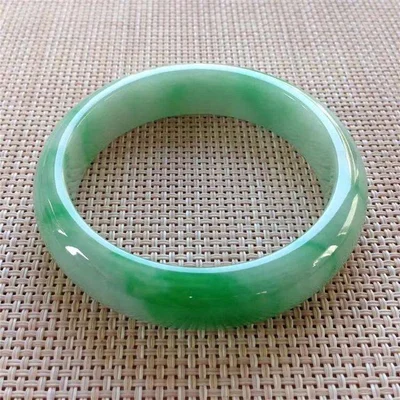 

Natural Burmese Jadeite Light Green 54-64mm Bracelet Elegant Princess Jewelry Gift for Mom and Girlfriend