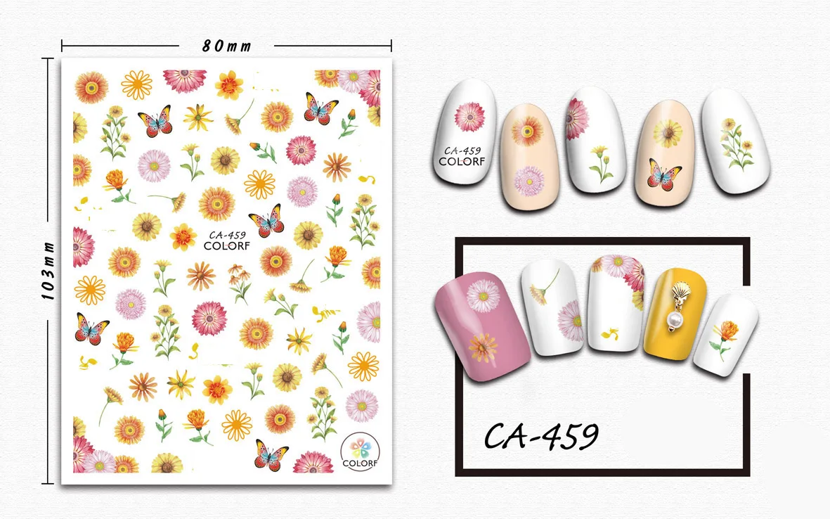 

3D Nail Sticker Girl Manicure Decals Decoration Stickers for Nails Chrysanthemum Butterfly Design Nail Art Sticker Accessories