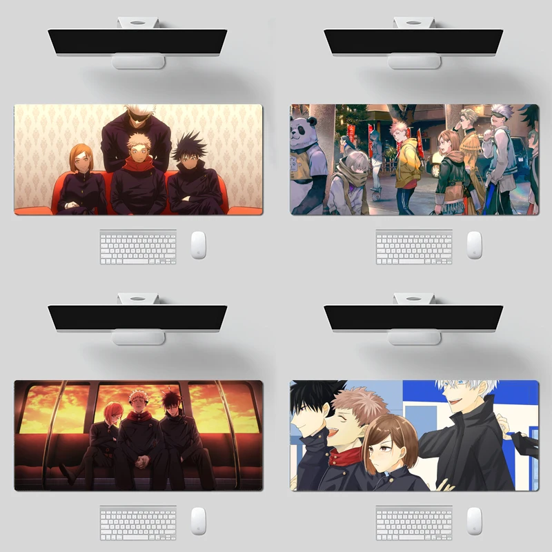

Забавный большой игровой коврик для мыши juютсу Kaisen с аниме, XL, игровой коврик для мыши с резиновым фиксирующим краем, Настольный коврик для н...