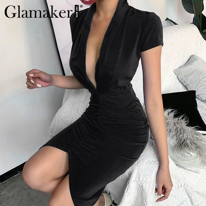 Женское длинное платье в стиле ретро Glamaker летнее с глубоким v образным вырезом
