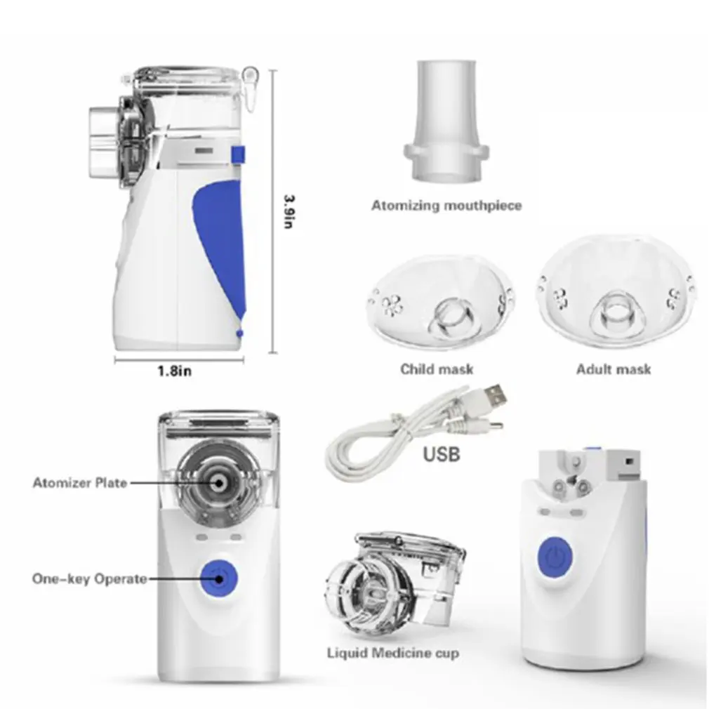 Мини-портативный ультразвуковой ингалятор небулайзер атомайзер тихий с