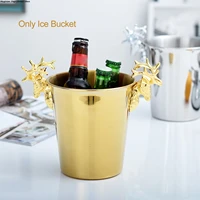 2022 stainless steel deer head ear gold silver champagne ice bucket champagne ice bowl bar ktv christmas party 3l beer barrel