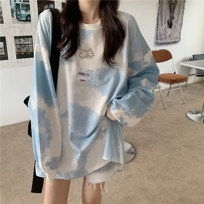 

Real Shot Autumn Wear Tie-Dyed Pullover Sweater Women Harajuku Ins