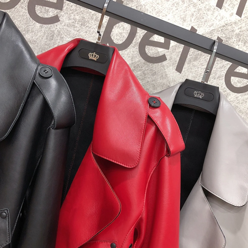 JAZZEVAR New High Fashion Street Women Real Sheep Skin Leather Jacket Oversized Genuine Leather short Jackets Loose Clothing