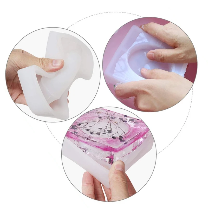 

2 Pcs Square Heart Shape Ashtray Mold Epoxy Resin Silicone Molds for DIY