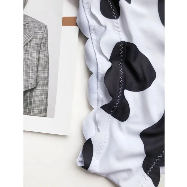

2021 New Wrapped Bikini Cow Print High Waist Swimsuit