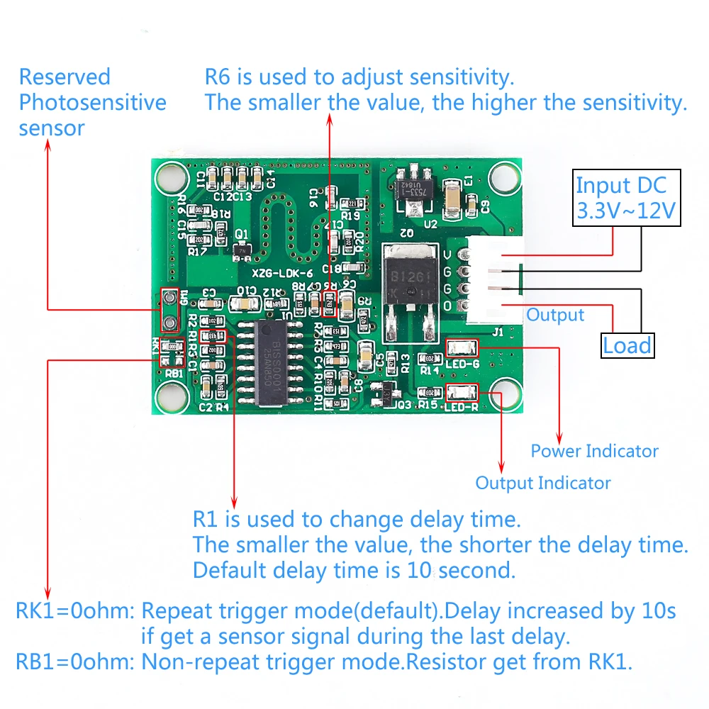 Microwave Radar Sensor Module 5.8GHz DC 3.3V 5V 9V 12V Voltage Output Switch Controller Human Body Induction Sensor