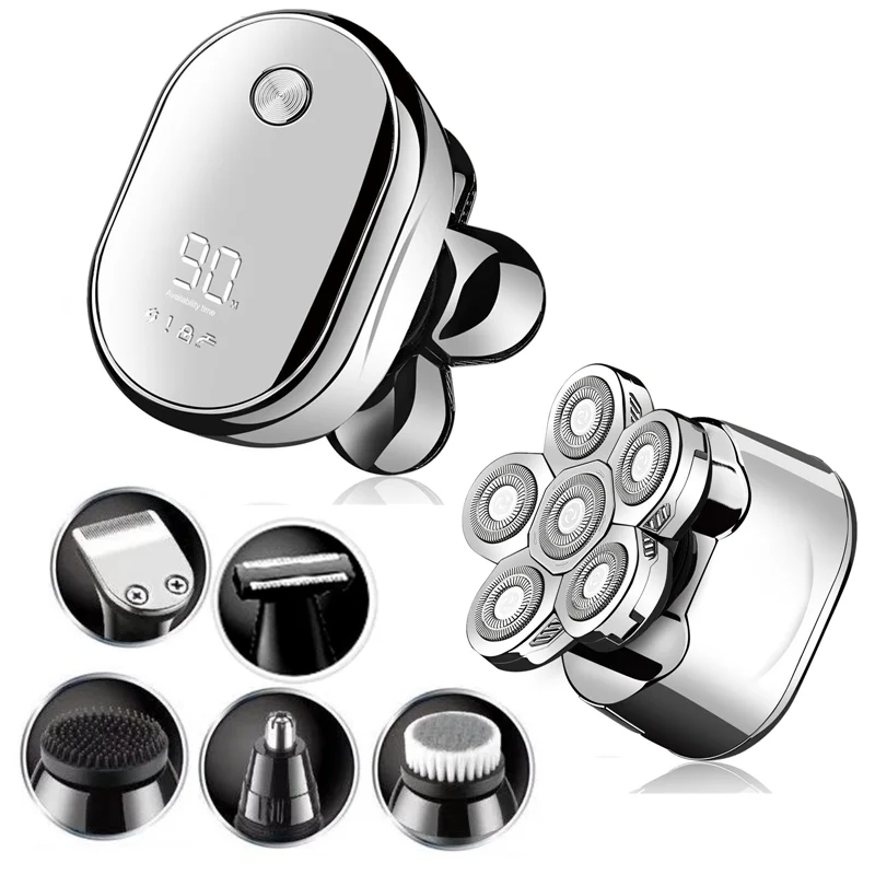 

6 Blades Digital Display Rechargeable Electric Shaver Men Hair Beard Trimmer Electric Razor Wet Dry Men Face Shaving Machine