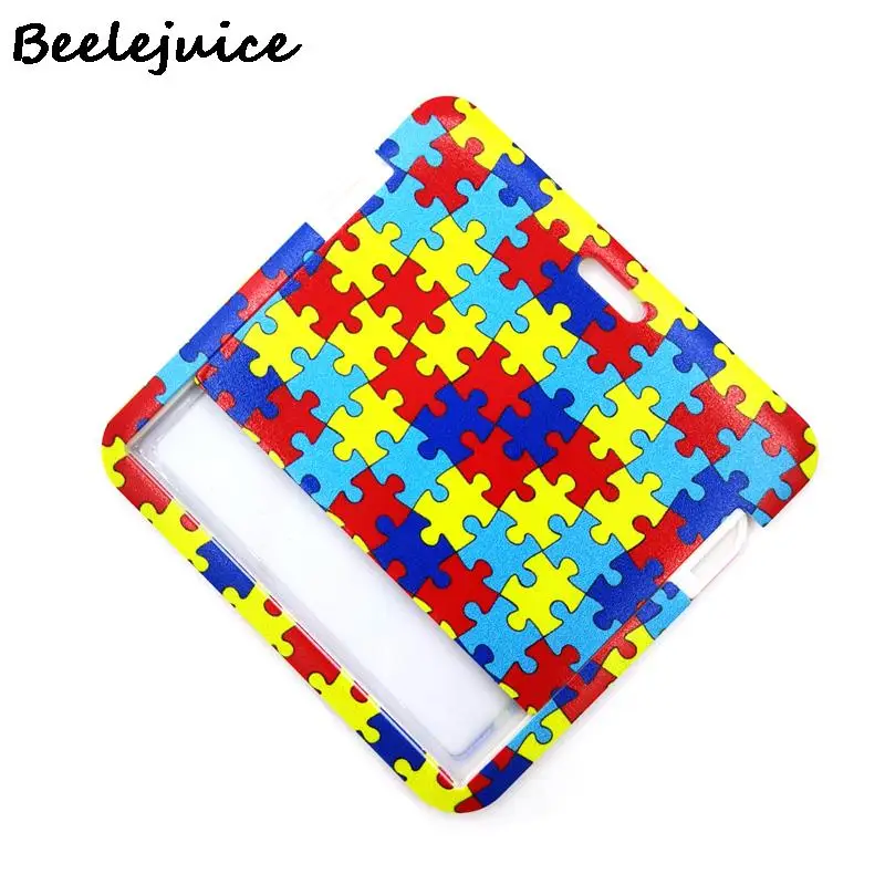 Autism Awareness Horizontal ID Retractable Badge Holder Badge Holder Clip Key Ring for Name Card Keychain Nurse Work Decorations