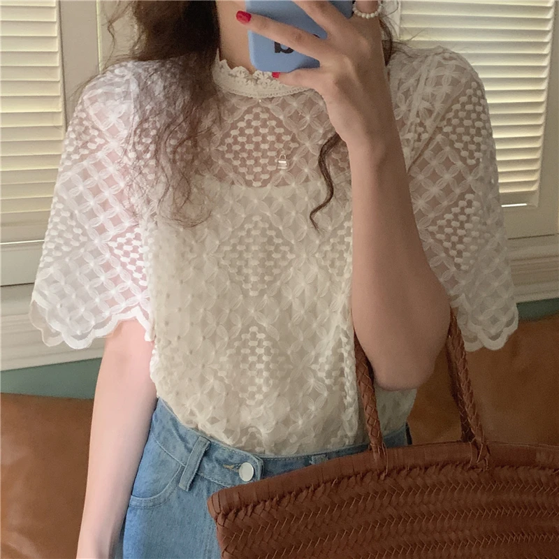 

Alien Kitty Summer Retro Gentle Blouses Solid Loose Tops Streetwear 2021 Office Lady Casual Chic All Match Stylish New Shirts