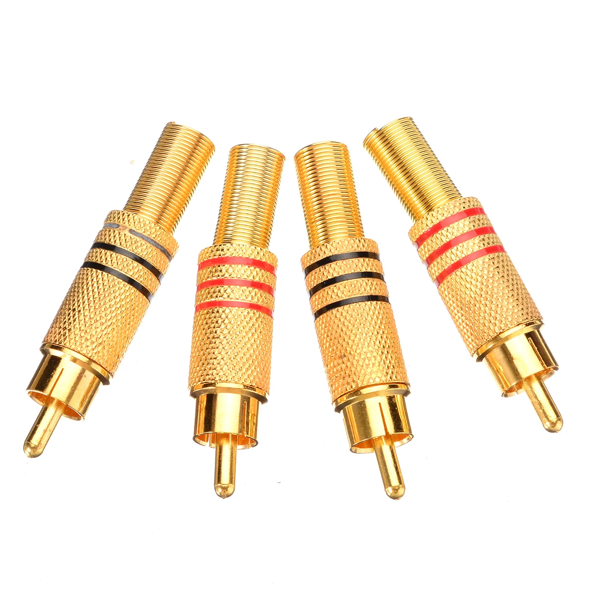 4pcs/lot RCA Male Plug Audio Connector Gold Plated Spring Speaker Solder Video Cable Adapter Wire Connecter | Электроника