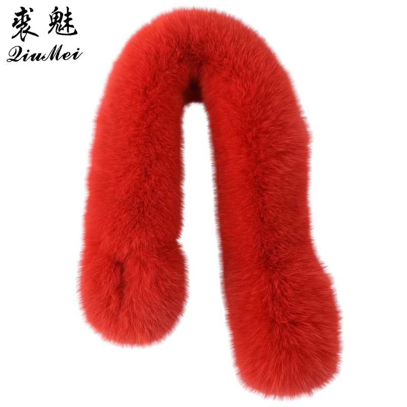 

Fox Fur Women Long Scarf Real Fur 2020 Trendy Warm Natural Fluffy Solid Color Red Fur Female Scarves Winter