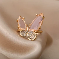 trendy big butterfly rings for women boho crystal lover couple rings friendship engagement wedding open rings 2022 jewelry