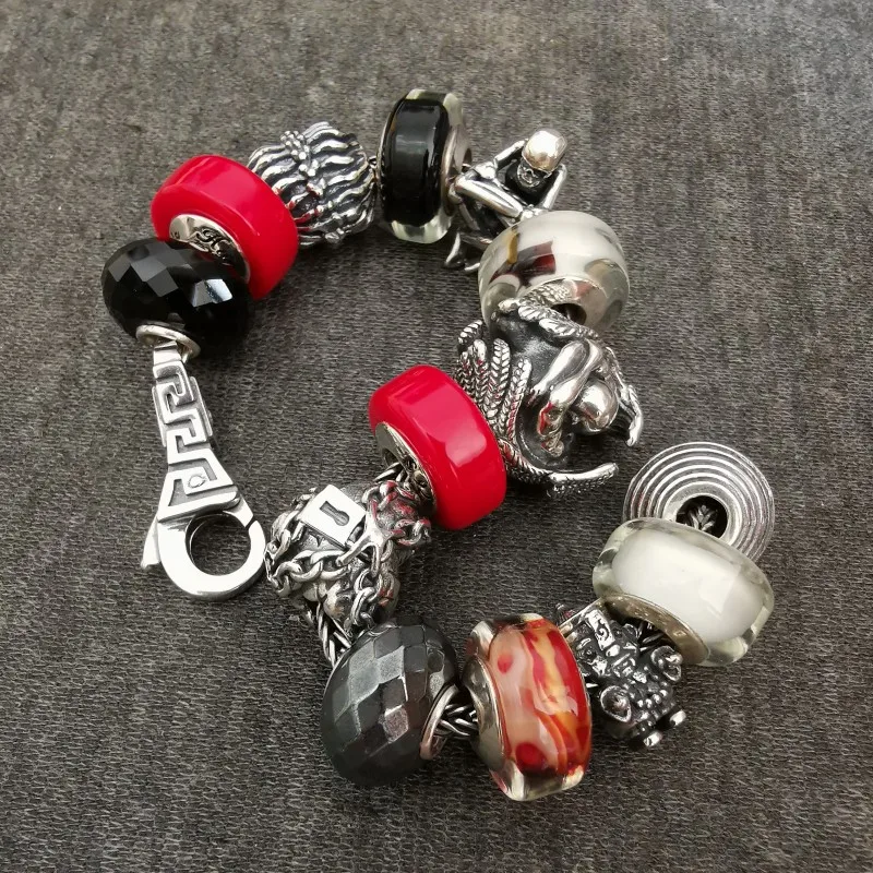 

925 Silver Vintage Heart Lock Bead Base String Beads Charms For Making Fit European Troll 3.0mm Bracelet Jewelry