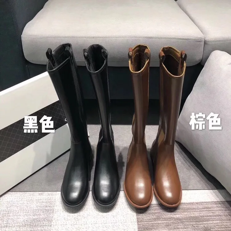

Retro Western Knights' Boots Women Pointed Classic Thick Heel Women's Martin Boots with Side Zipper Sexy Women's Leather Boots