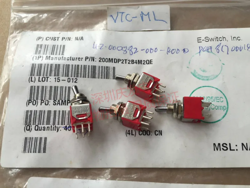 

Импортный E-SWITCH 200MDP2T2B4M2QE тумблер 6 футов 2 файла 1A250V оригинальный бренд Новый
