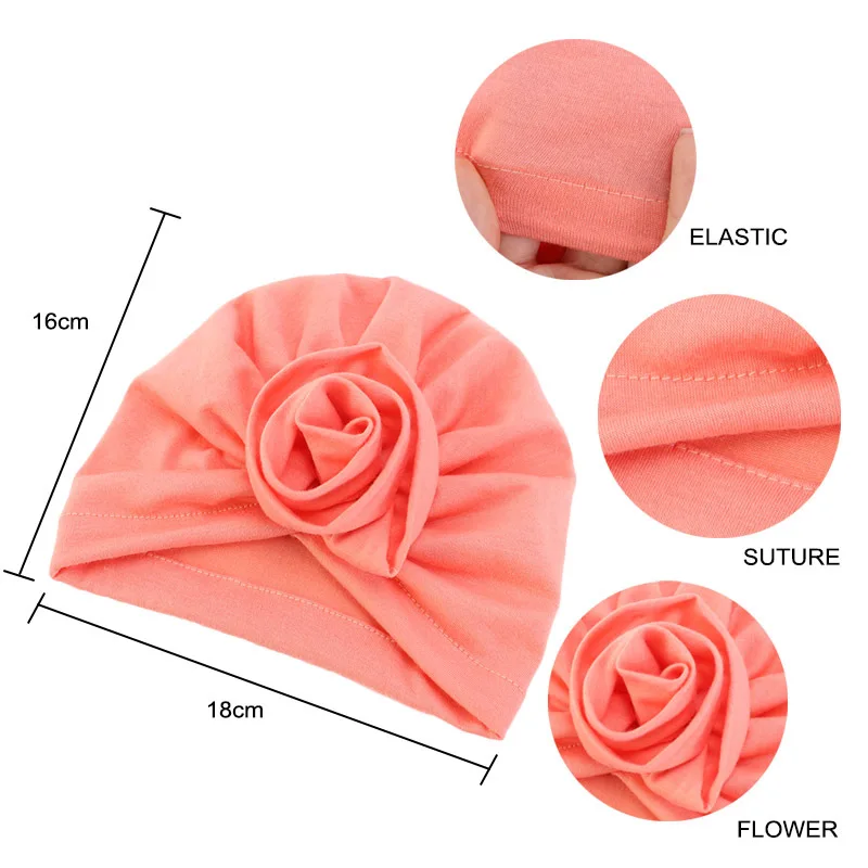 

Fashion Flower Baby Girls Turban Hats Cute Cotton Kids Knot Bonnet Caps Children Photo Props Headwear Hair Accessories