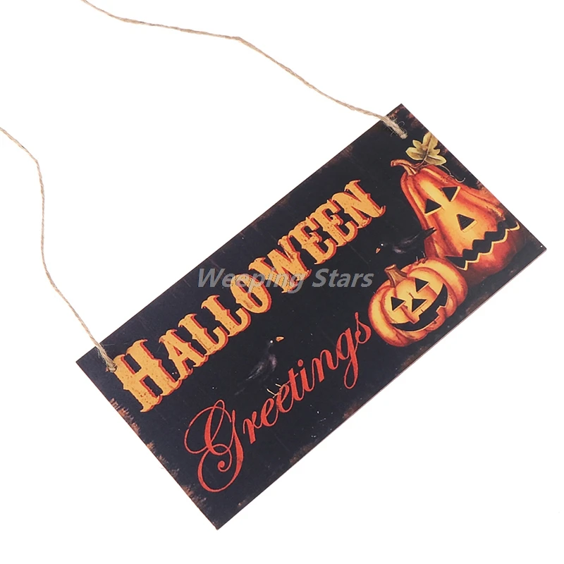 

Halloween Hanging Signs Trick or Treat Skull Witch for Indoor Outdoor Door Decor