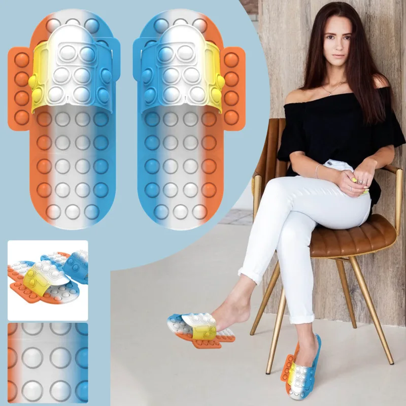 Zapatillas de playa para el hogar, zapatos Popper antiestr&eacute;s, Burbuja, Simpl, atenuador, Pushs, juguete sensorial de descompresi&oacute;n-1