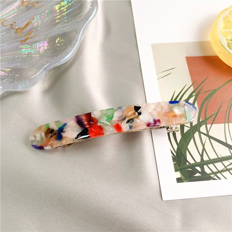 

Vintage Acetate Rectangle Hairpins Hair Clips Solid Color Marble Print Side Clips Women Barrettes Hairgrips Hair Accessories