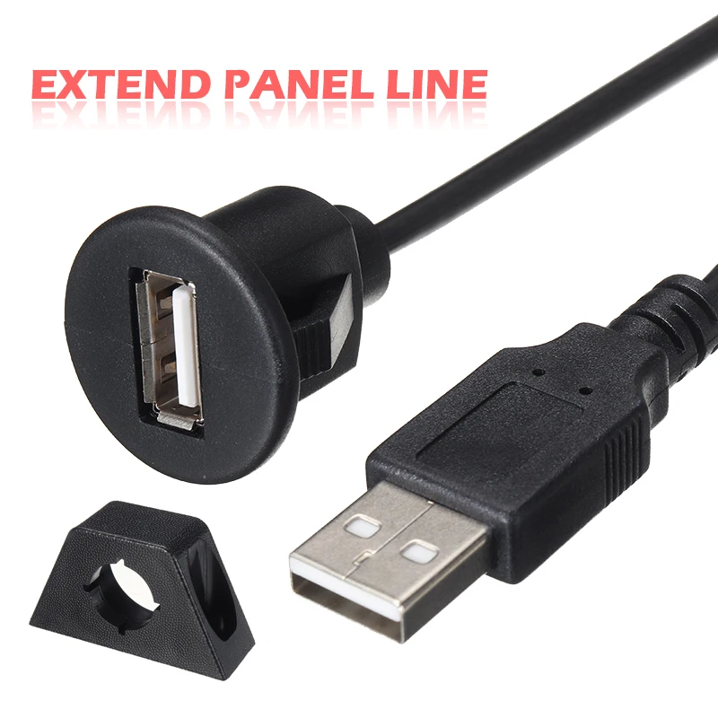 

New Arrival Car Dashboard Panel Socket Cable Adapter Waterproof Durable USB 2.0 Male to Female Extension Cables