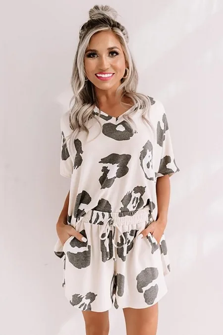 

2021 Summer Amazon Hot Tie-dye Digital Printing Casual Cool Home Service Two-piece Summer Loose Pants Pajamas
