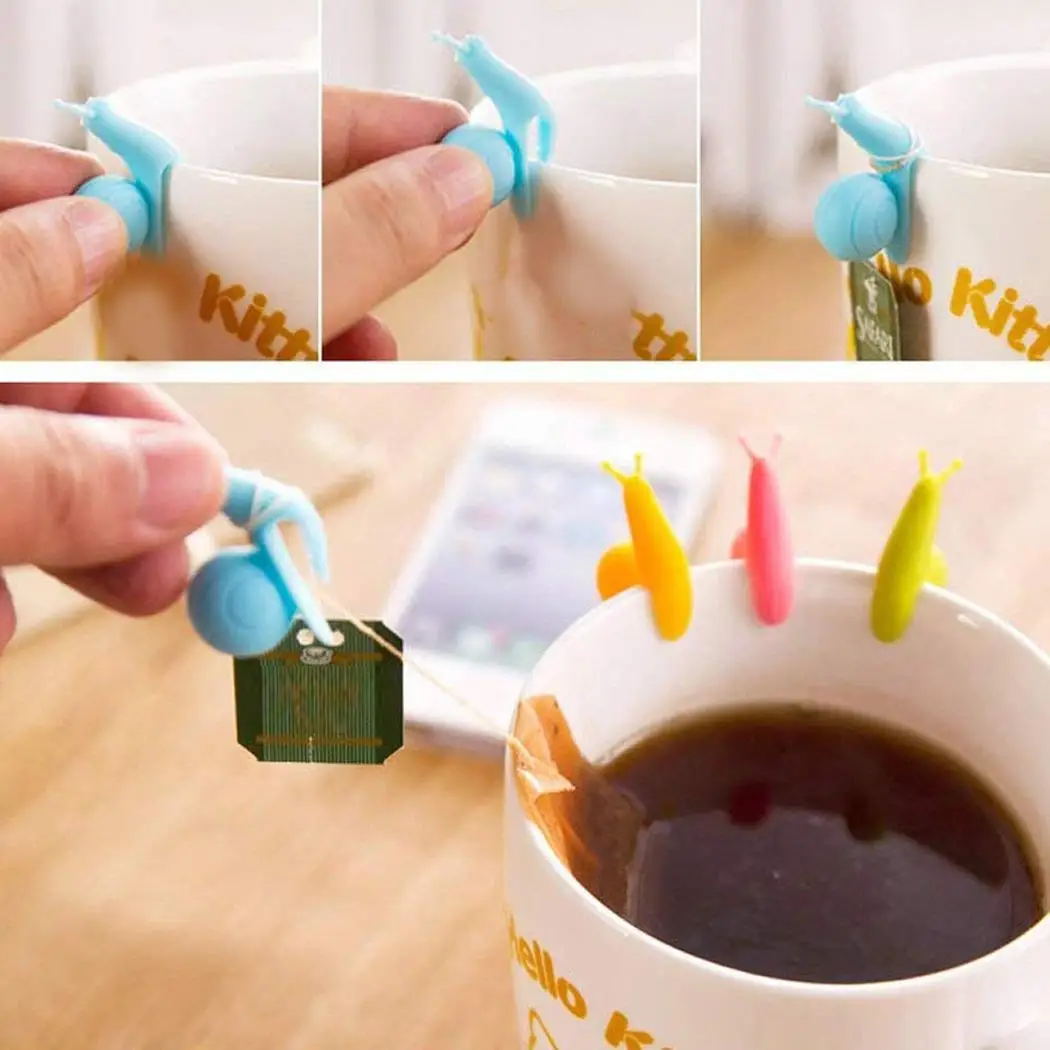 10 шт./компл. милый чайный пакетик в форме улитки чашка с зажимом для чая ситечко