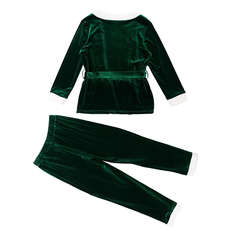 

Women Christmas Loungewear Warm Green Flannel Long Sleeve Cardigan Tops with Pants Sleepwear Pocket Pajamas Set Soft Nightwear