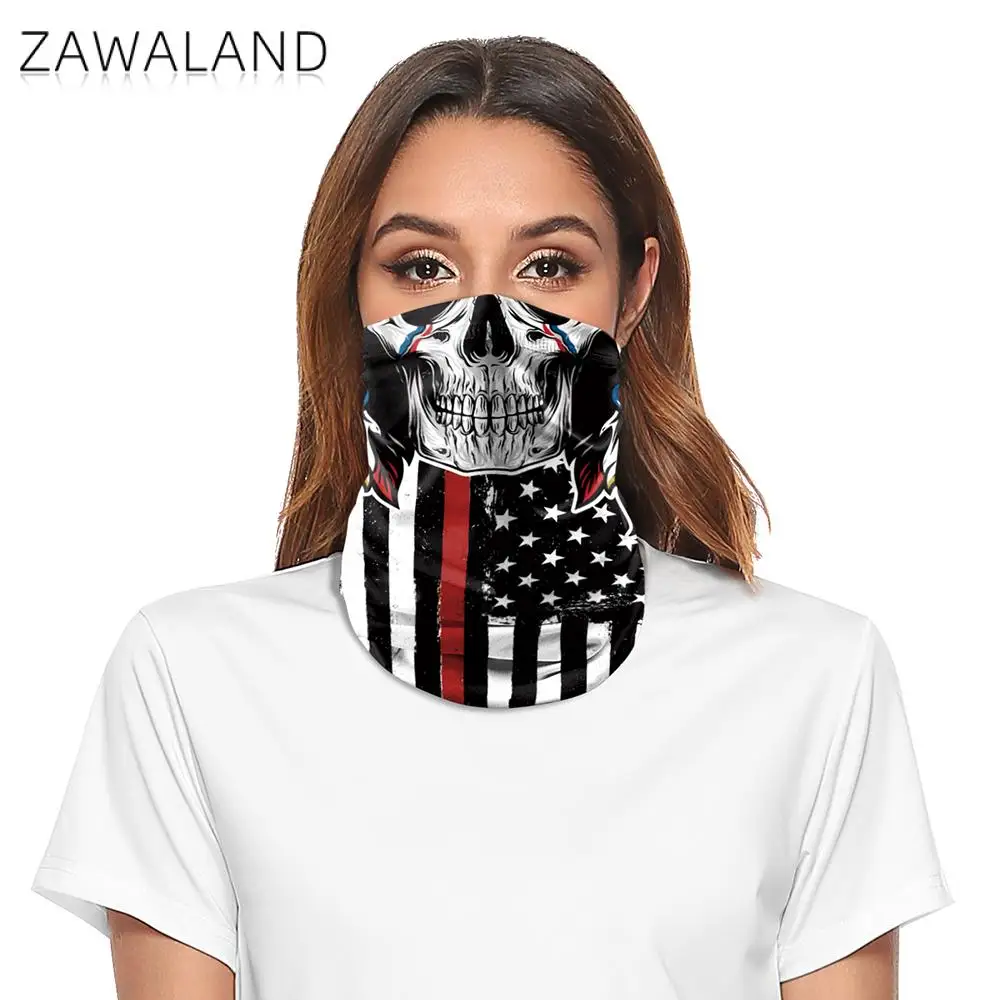 

Zawaland Skull Print Adult Face Mask Scarf Outdoor Hiking Riding Windproof Neck Scarves Halloween Half Face Mask Women Bandana