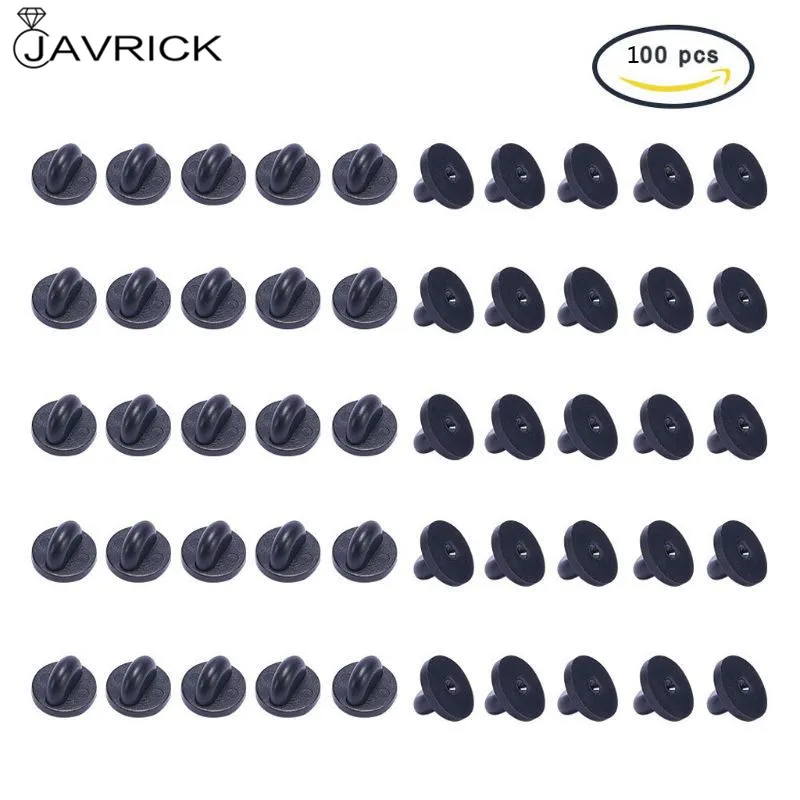 100 шт. черная ПВХ резиновая Брошь булавка на спине Удобная пригонка Для Галстука