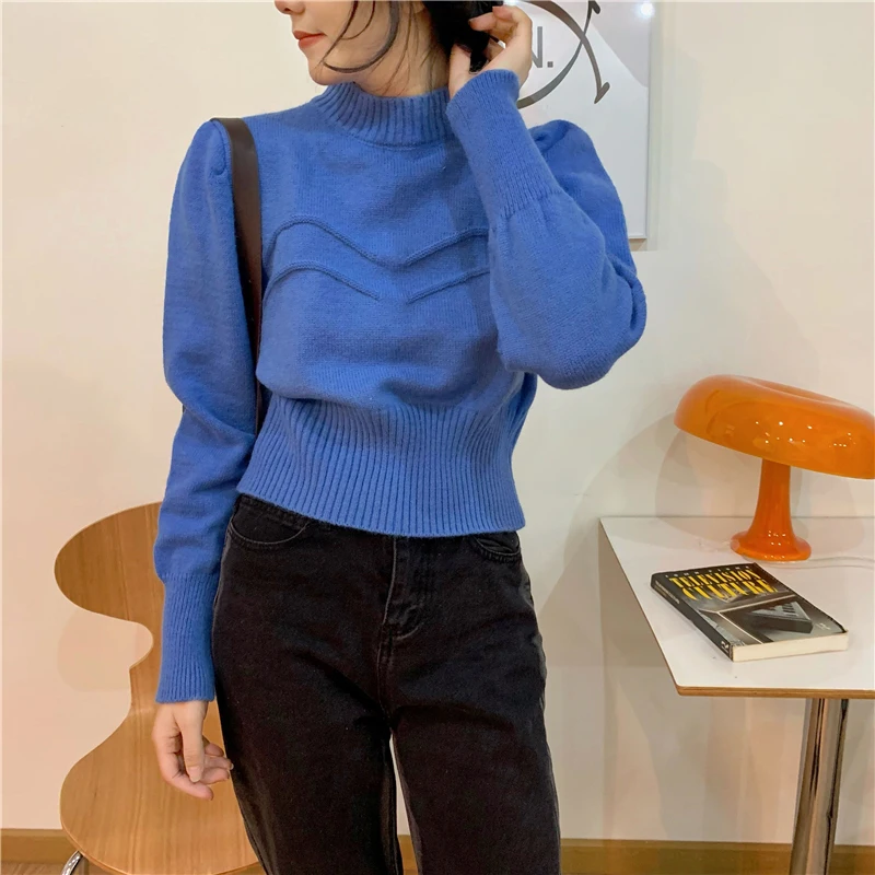 

Женский пуловер, Новинка осени 2021, дизайнерская тонкая универсальная блузка в Корейском стиле с высокой талией