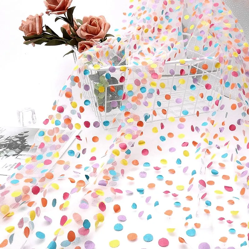 1 м красочная сетчатая ткань в горошек с блестками сделай сам украшения для