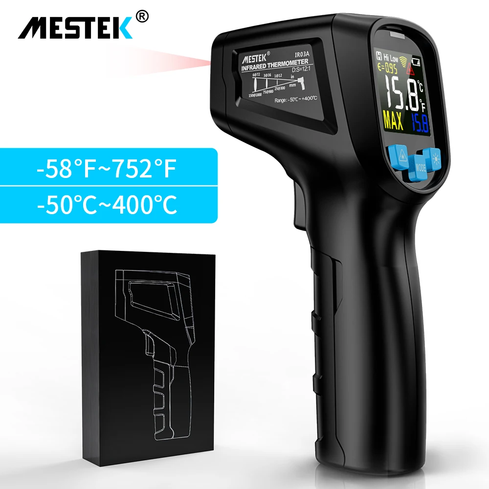 

Mestek IR03A/B Digital Infrared Thermometer Non Contact Thermometer Pyrometer IR Laser Air Conditioning Temperature Measuring