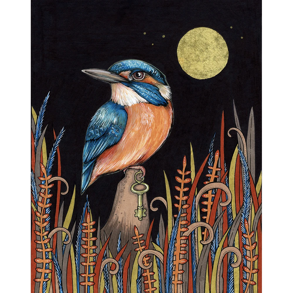 Полноразмерная/круглая 5D алмазная живопись цветная Алмазная вышивка Kingfisher