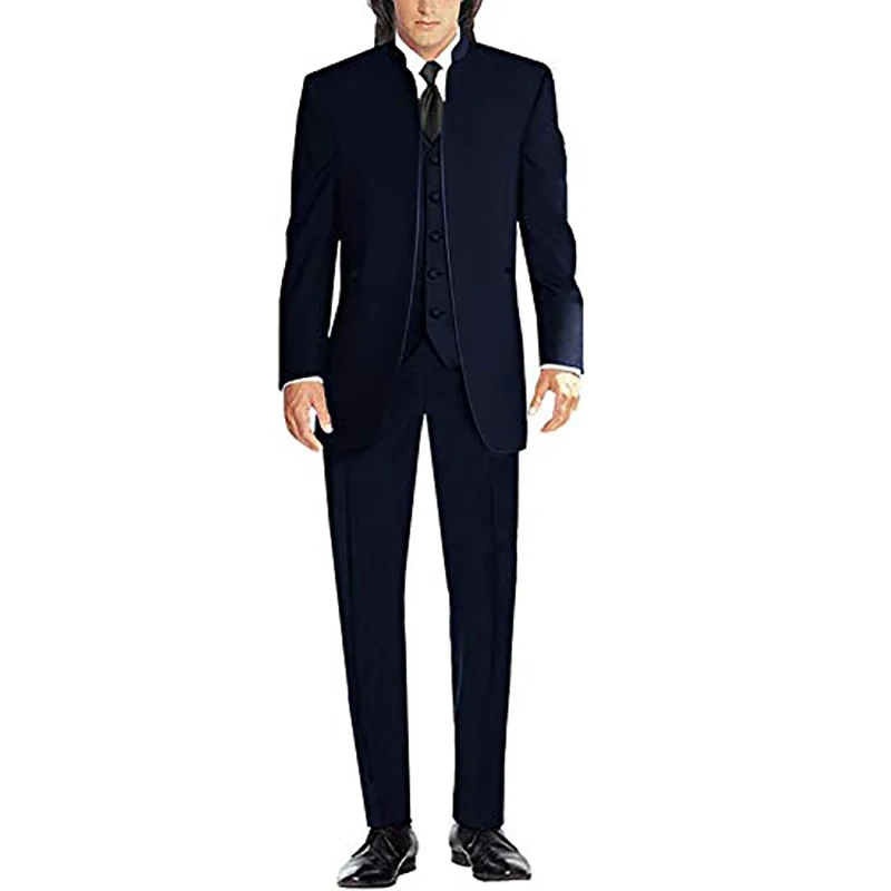 

Men's Suits Slim Fit Groom Wedding White Tuxedo Formal No Button Blazer 3 Piece Jacket Pants Vest Sets