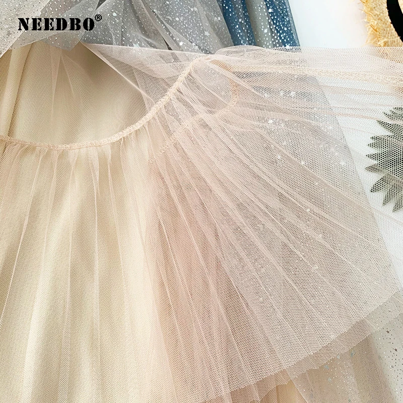 Женская плиссированная юбка NEEDBO с блестками градиентная сетчатая пачка средней
