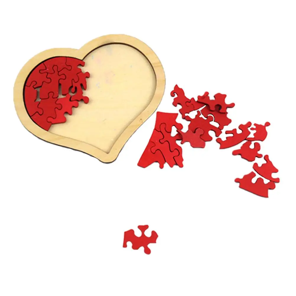 

Love Heart Wooden Building Blocks Educational Toy Lock Love Heart Shaped Puzzle For Adults Valentine's Day Gift