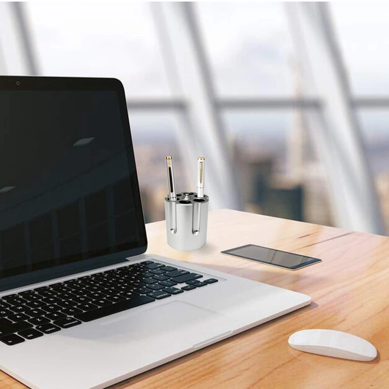 

Cylinder Pen Holder Revolver Pen Holder with 6 Slots Pen Pencil Holder Cylinder Design Heavy Duty Non-Slip Aluminum Office Creat
