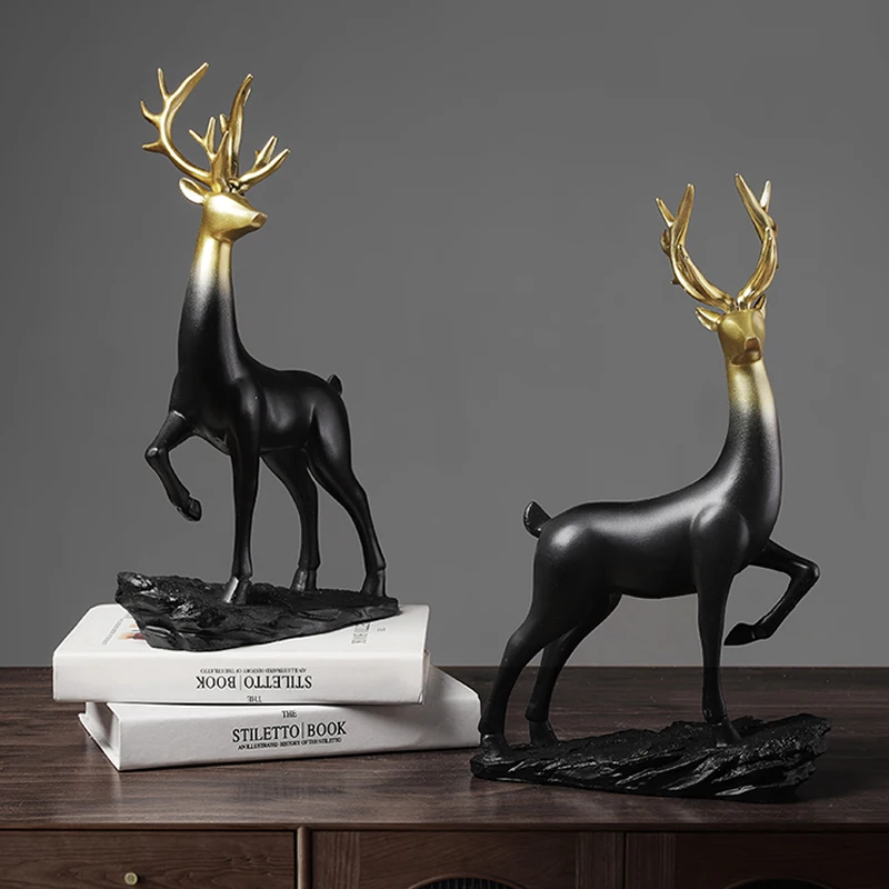 

Elk Resin Decoration Nordic Modern Home Sculpture Desk Wine Cabinet Decoration