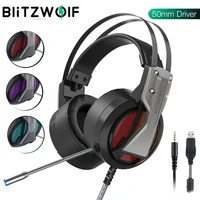 blitzwolf bw gh1 gaming headset with microphone mic 7 1 surround sound usb 3 5mm aux game wired headphones gamer for pc for ps4