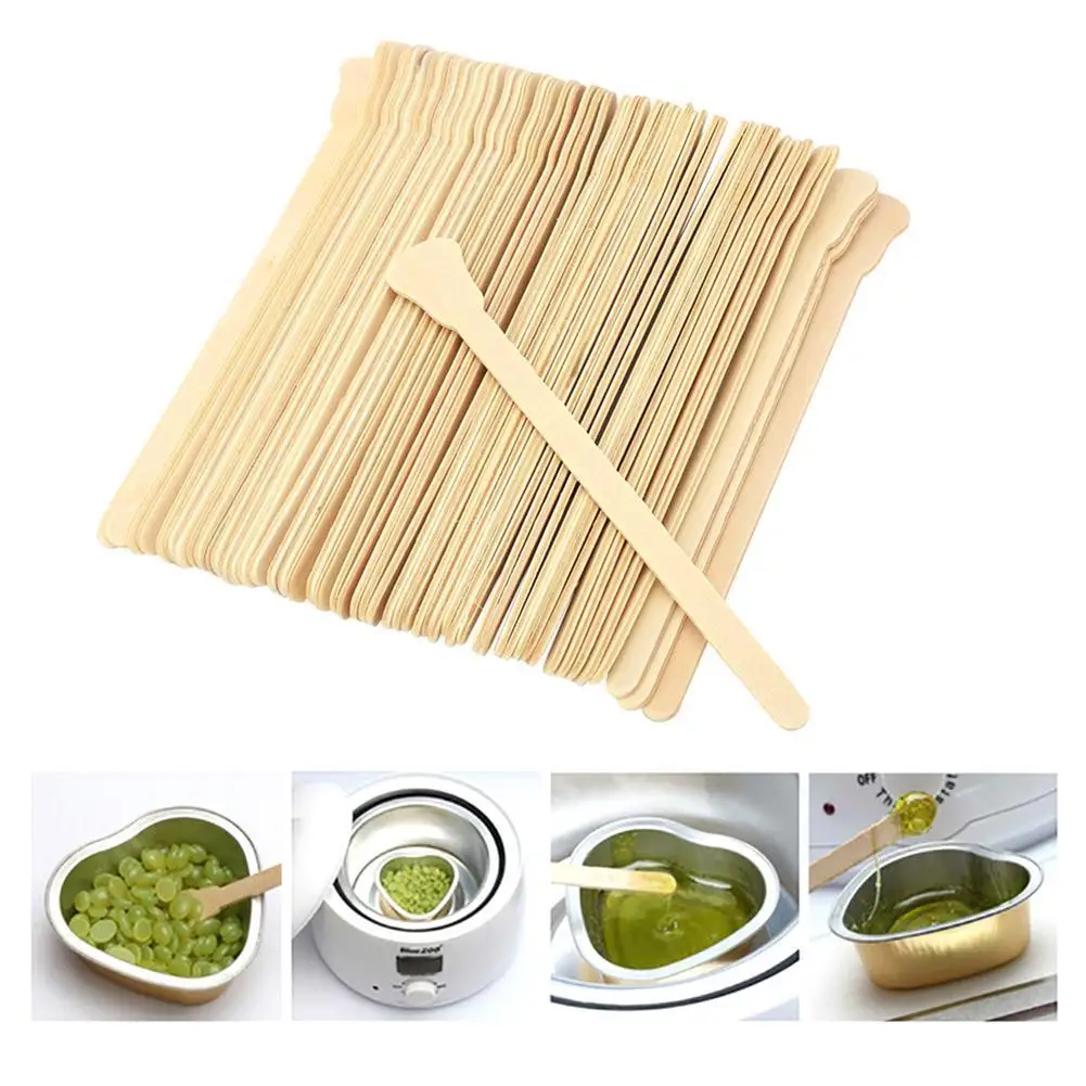 

100Pcs Hair Removing Wax Mixing Wooden Stick Facial Mask Spatula Beauty Tool