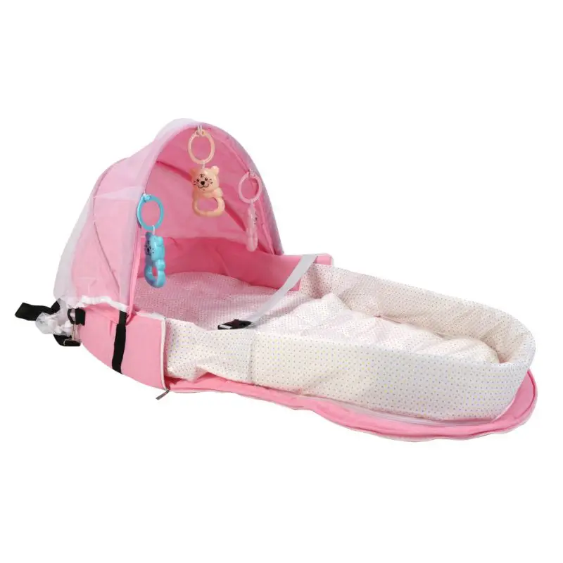 

Portable Bassinet For Baby Foldable Baby Bed Travel Sun Protection Mosquito Net Breathable Infant Sleeping Basket With Toys