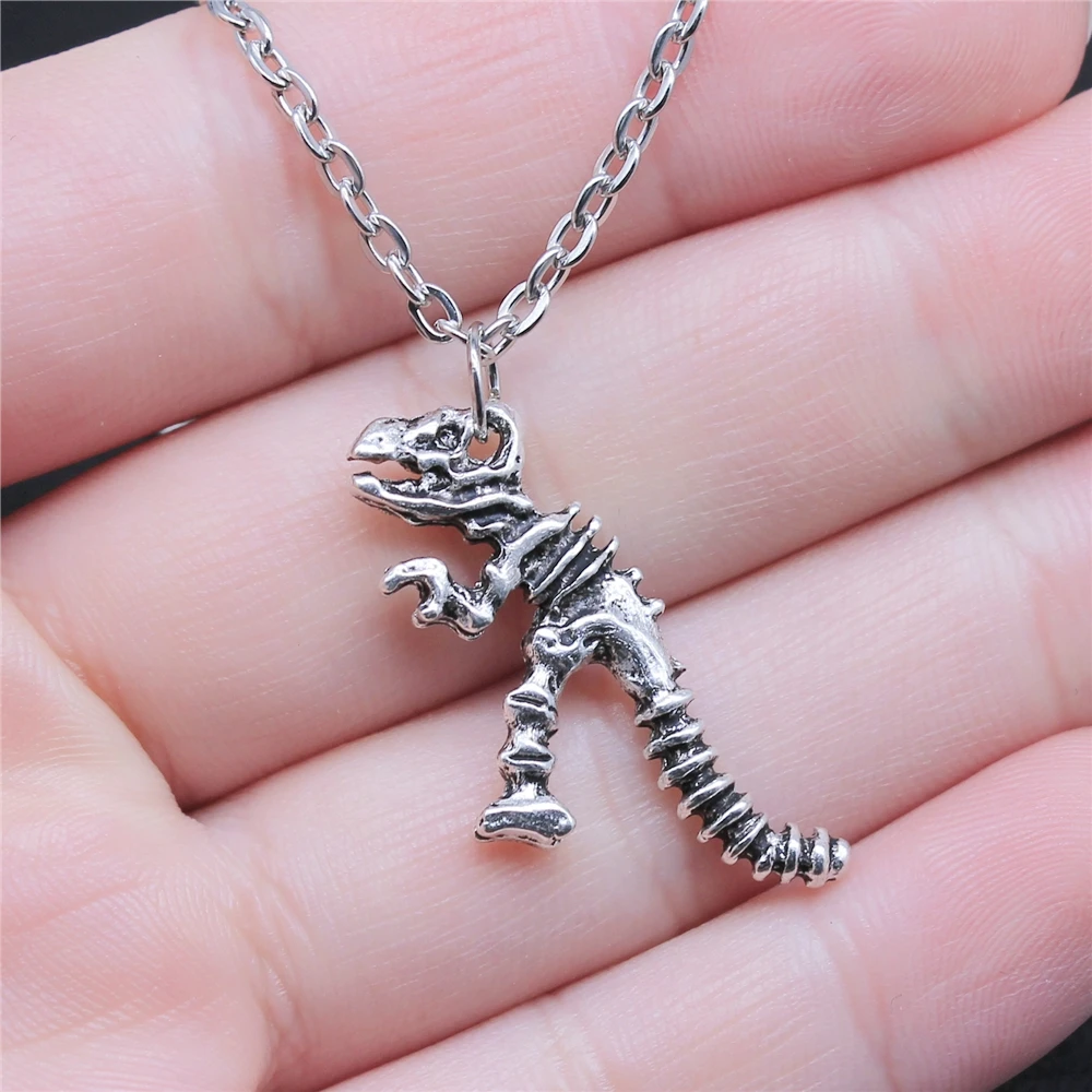 Модное ожерелье с подвеской в виде скелета динозавра 26x16 мм античном стиле