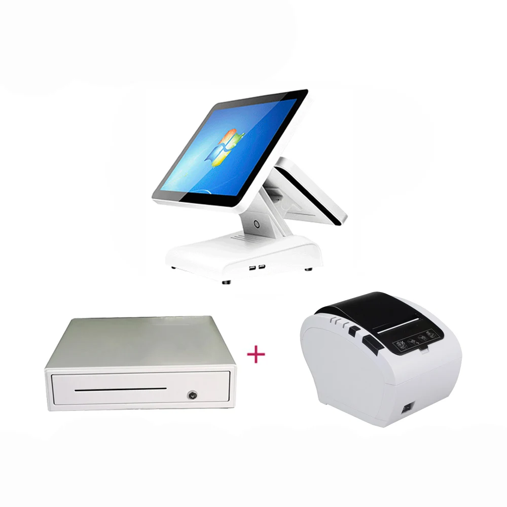 Pos-терминал с двумя экранами 15-дюймовый pos-терминал все в одном windows pos-система |