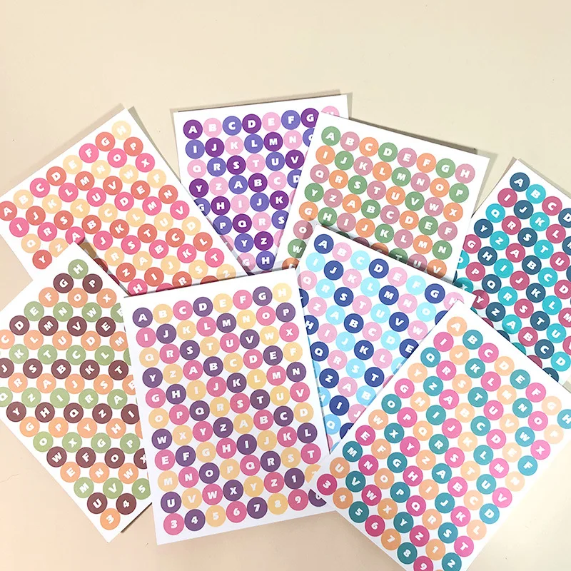 

Korean Rainbow Candy Color Alphanumeric Stickers DIY Scrapbook Background Material Stationery Album Decoration Stickers