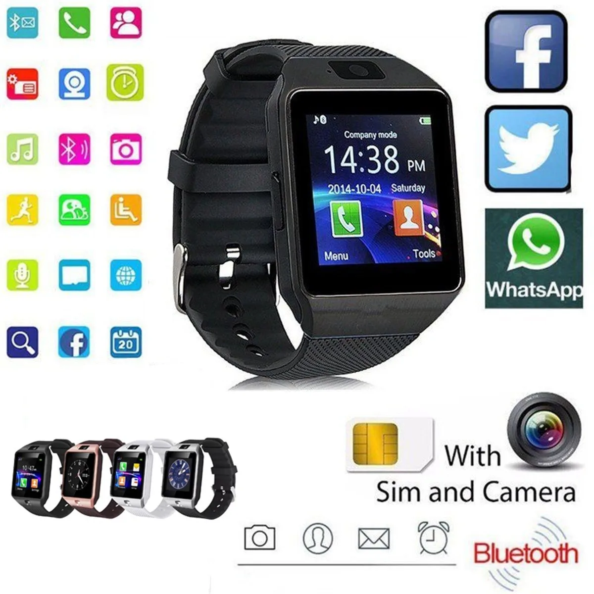 

2019 DZ09 Smart Watch Relogio Smartwatch Phone With Camera SIM Card Reloj Smart Watches Subwoofer Women Men Wristwatch dz 09