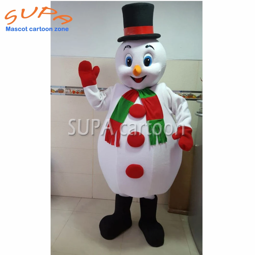 

Shapes clothes frosty the snowman mascot costumes with big black hat Adult fursuit cosplay outfit for Christmas events