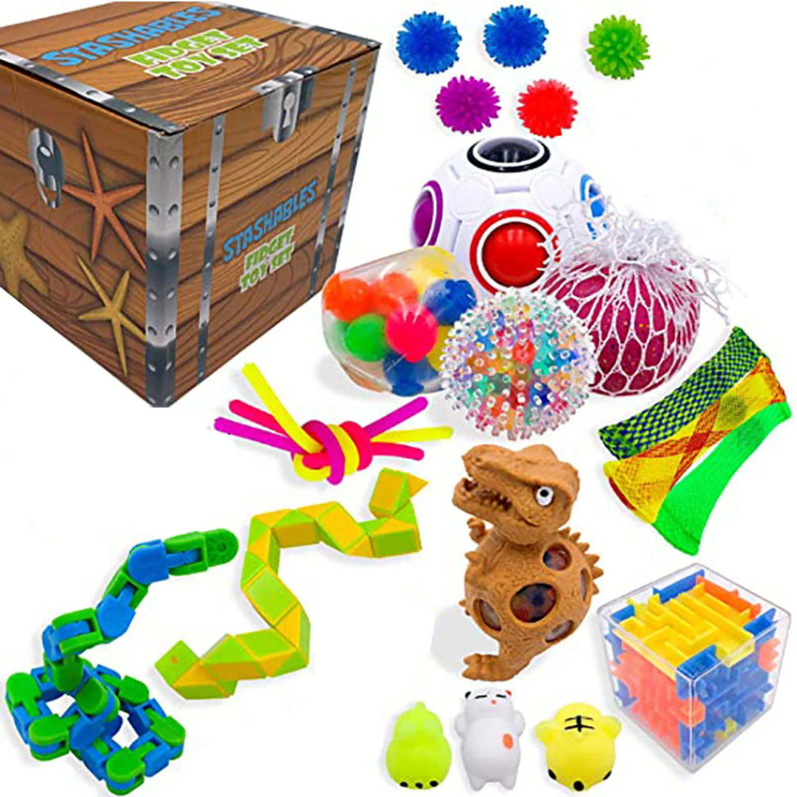 

Fidget Zintuiglijke Speelgoed Set Anti Stress Marmer Bal Autisme Angst Relief Stress Squeeze Speelgoed Voor Kids