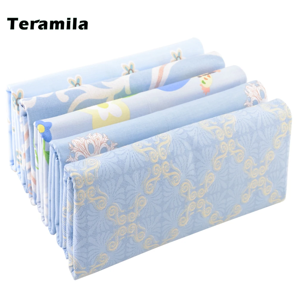 

Teramila Sky Blue Half Meter Printed Cotton Cloth Doll for Sewing Quilt Dress Needlework Fabric Patchwork DIY Handmade Material